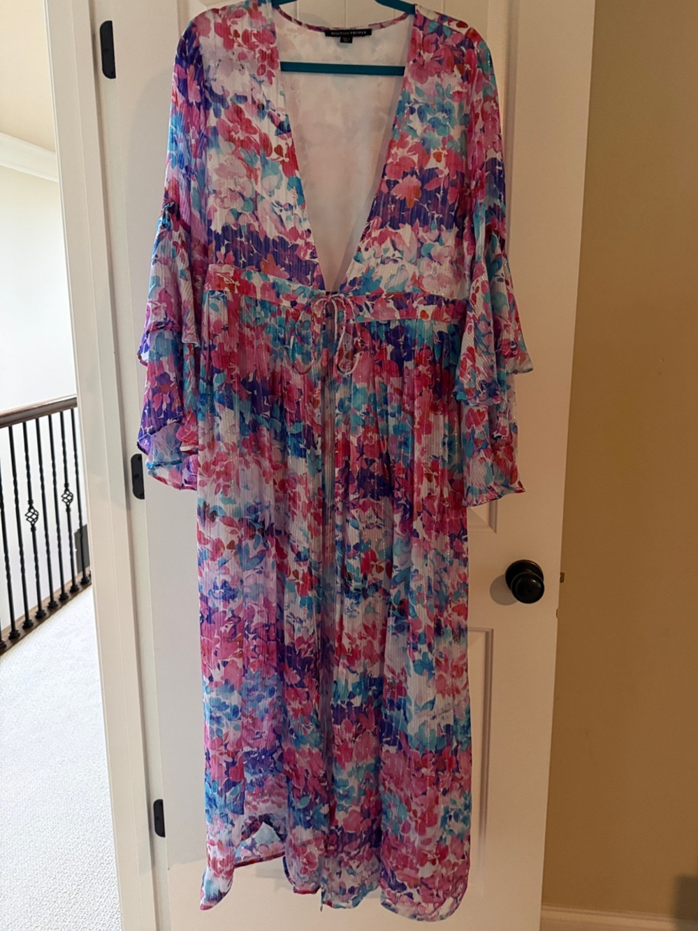 Floral Multicolor V-Neck Duster
